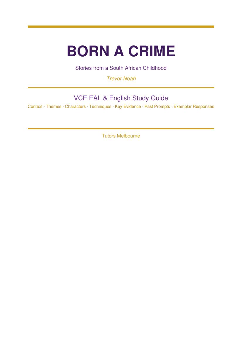 Born a Crime study guide cover