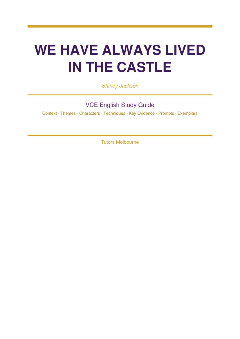 We Have Always Lived in the Castle study guide cover